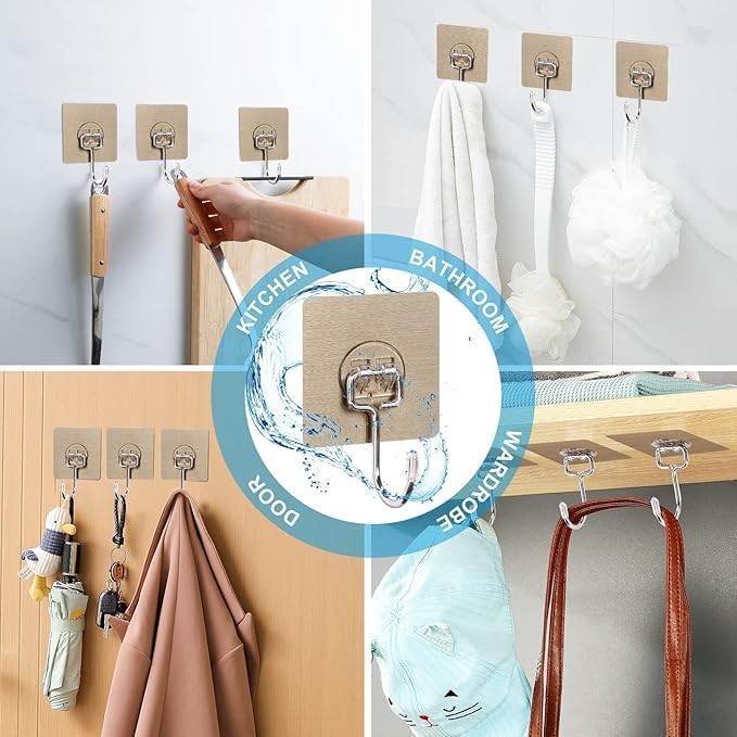 Heavy Duty Wall Hooks - Gold Edition (Pack of 10)