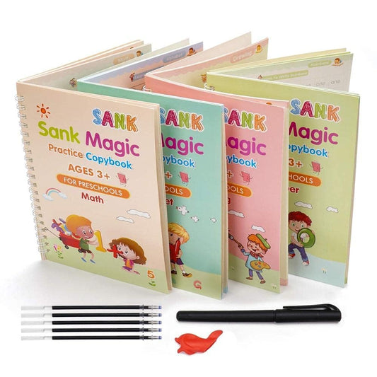 Magic Practice Copybooks (Pack of 4 Books, 1 Pen, 1 Soft Grip, 10 Refills)