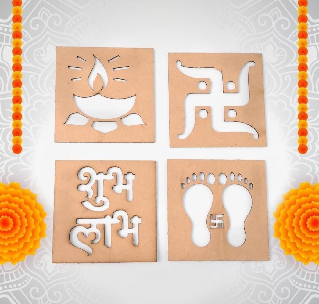 Wooden MDF Rangoli Stencil (5pcs)