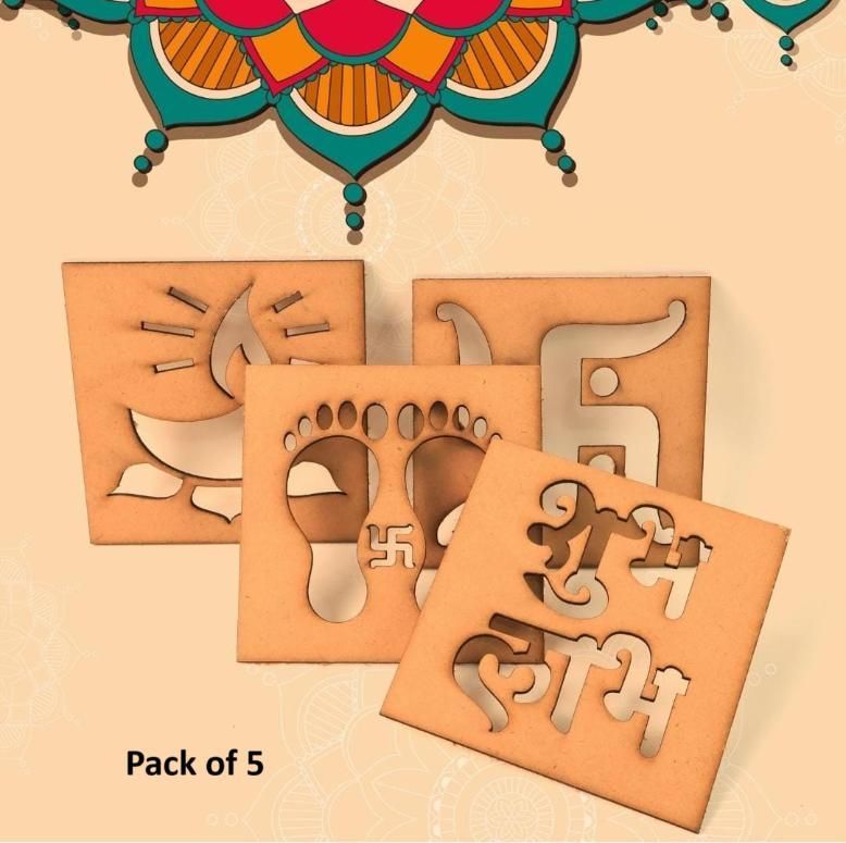 Wooden MDF Rangoli Stencil (5pcs)