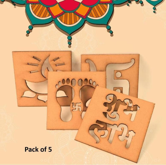 Wooden MDF Rangoli Stencil (5pcs)