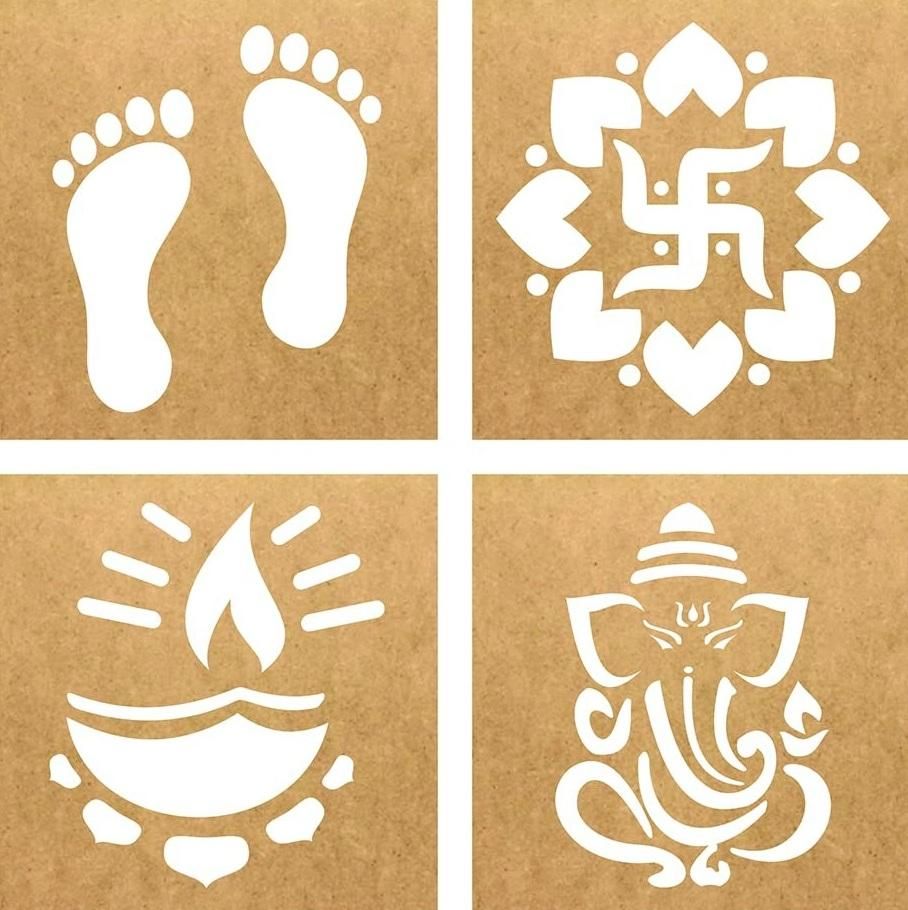 Wooden MDF Rangoli Stencil (5pcs)