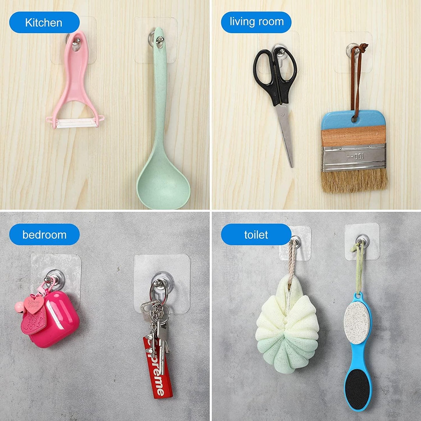 Reusable Adhesive Wall Hooks (Pack of 10)