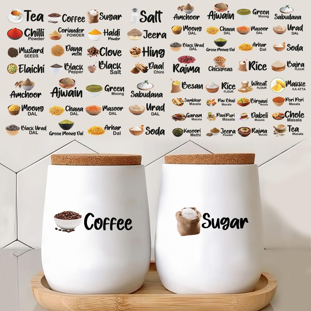 3D Kitchen Label Stickers (Pack of 60, 120, 180)