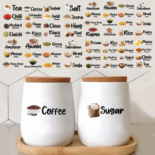 3D Kitchen Label Stickers (Pack of 60, 120, 180)